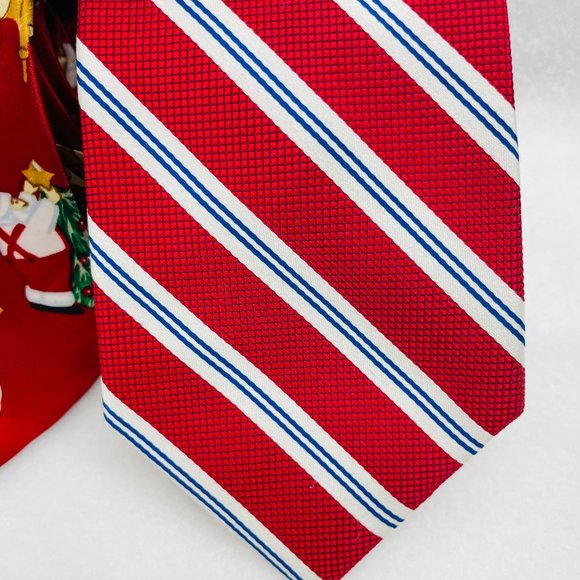 Lot of 2- Jos A Bank Necktie Striped 100% Silk/Noel Christmas Design Polyester - Picture 16 of 16